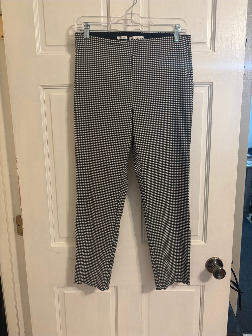 Elle Black and White Gingham Skinny ankle pants